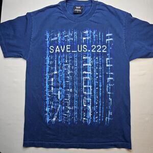 WWE Chris Jericho SAVE_US.222 Shirt Mens Large Blue Wrestling 2007 Authentic